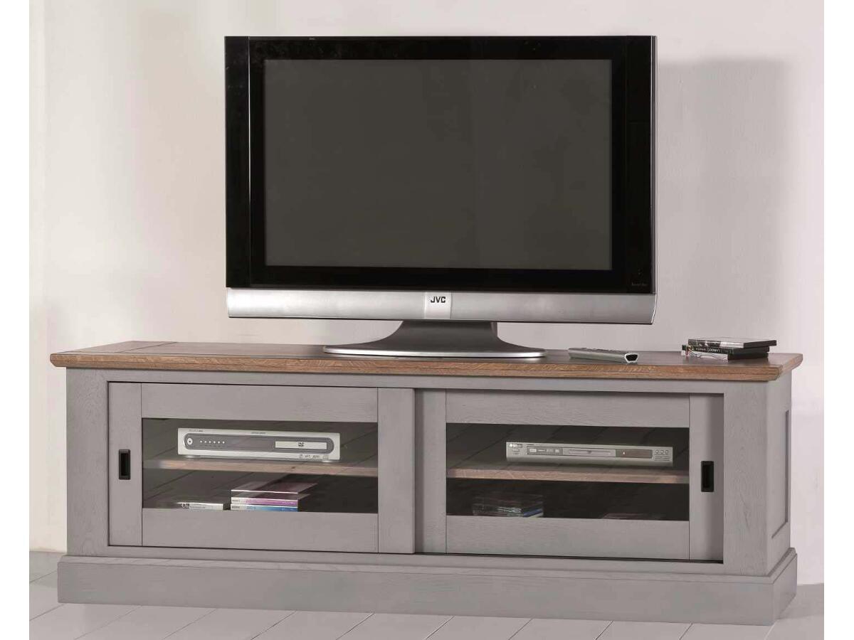 Grand TV 2 portes coulissantes vitrées