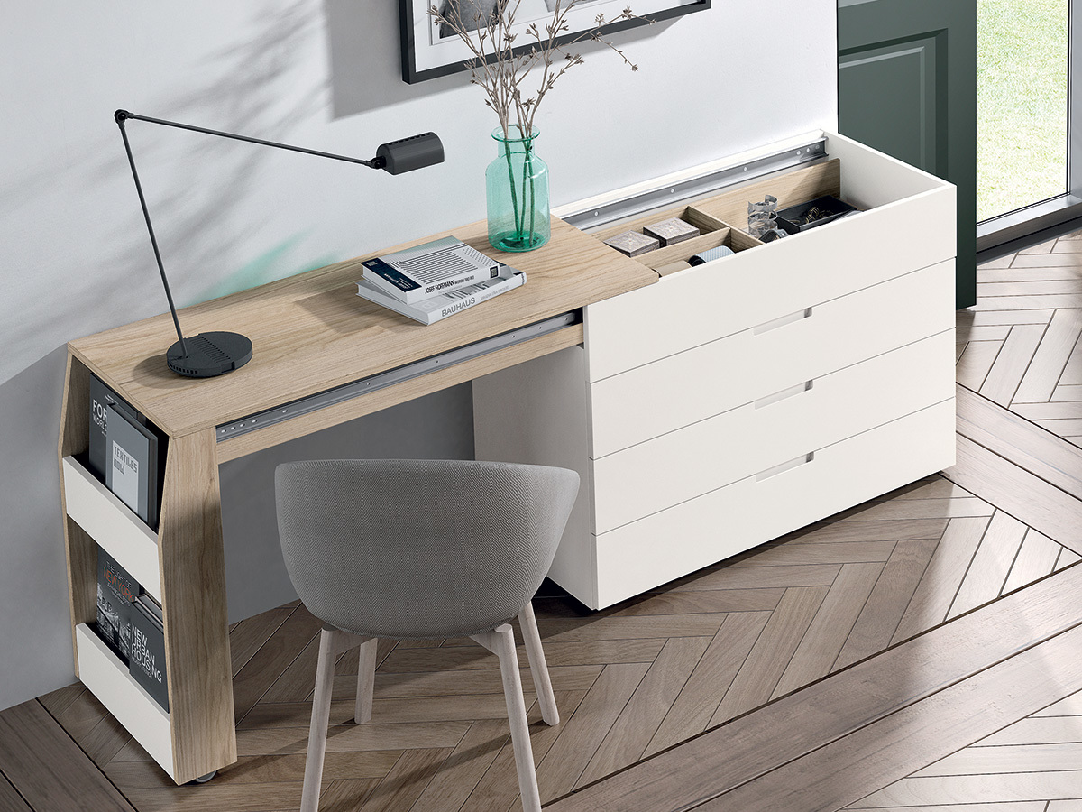 Commode avec fonction Bureau - plateau de bureau extractible