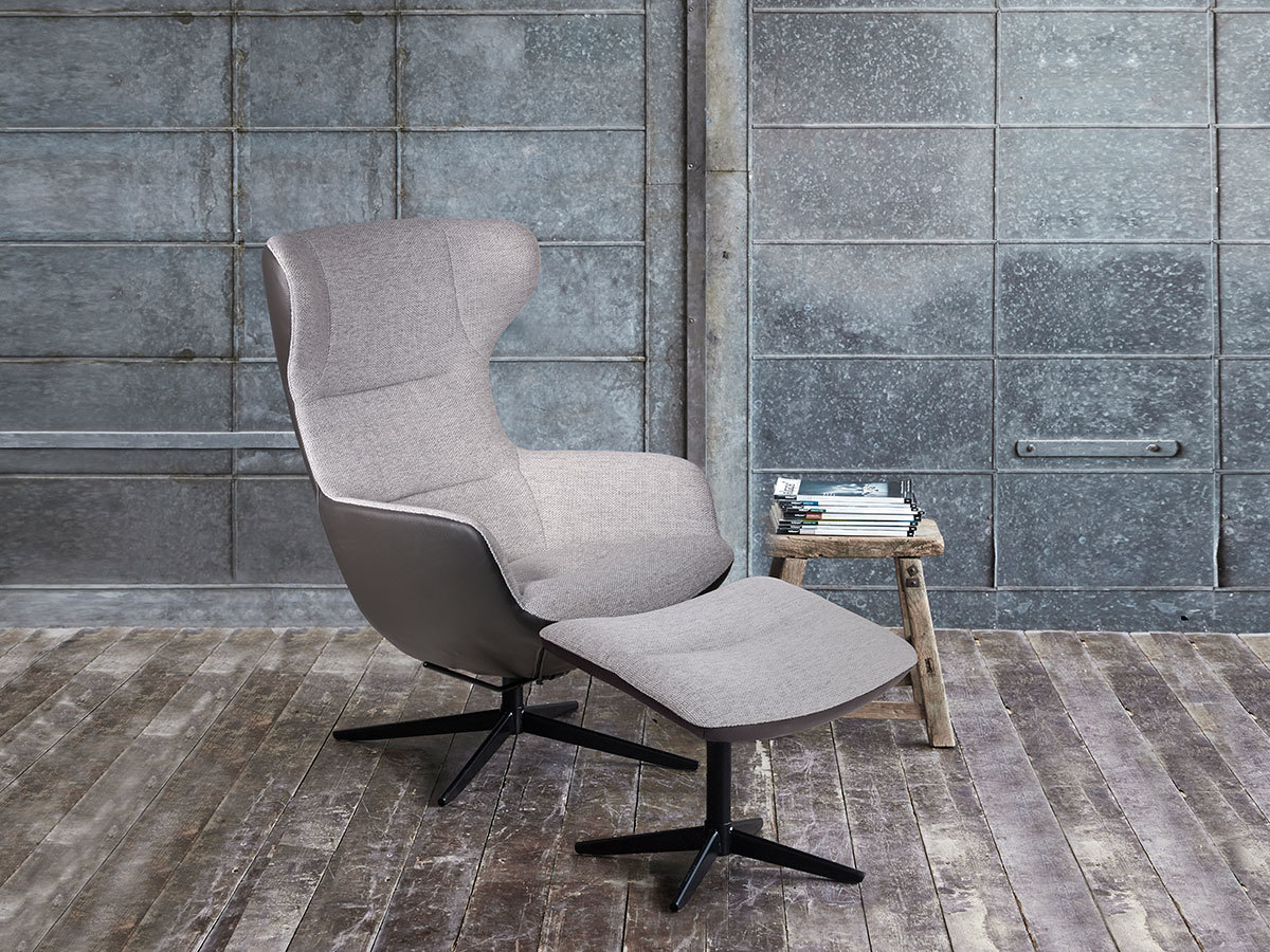 Fauteuil basculant, têtière réglable + Pouf