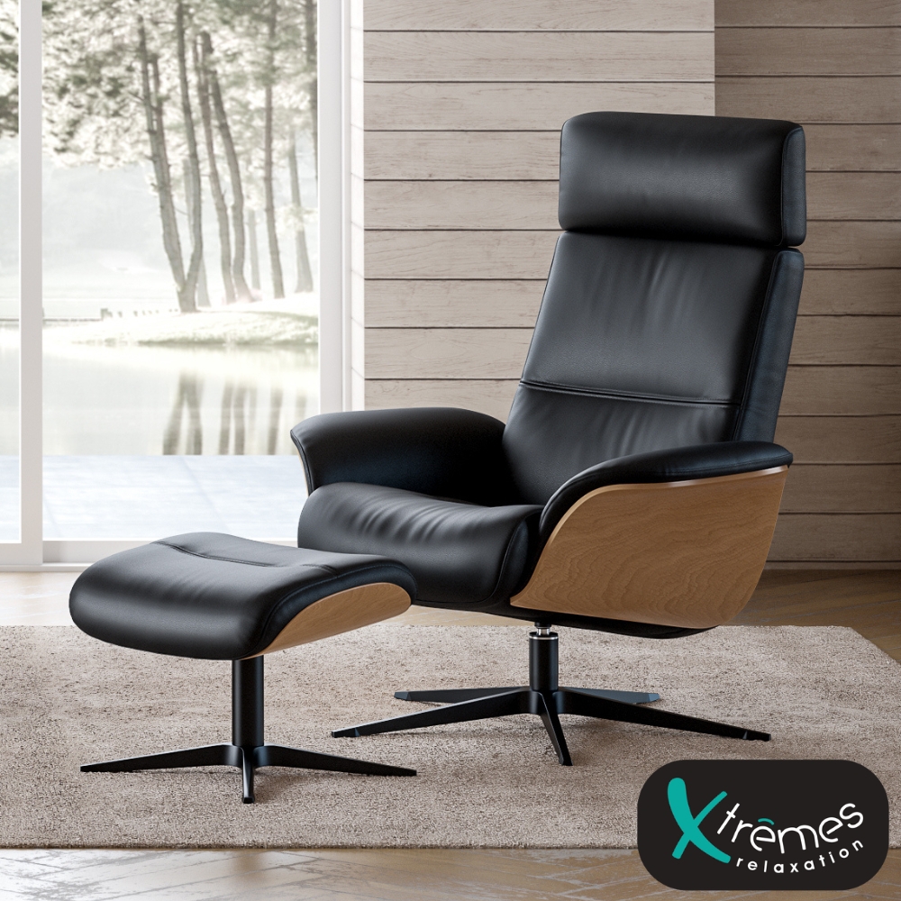 Fauteuil pivotant et pouf