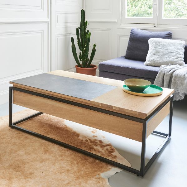 Table basse plateau relevable
