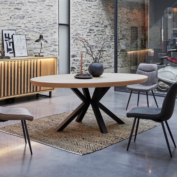 Table ovale avec 1 allonge centrale 60 cm